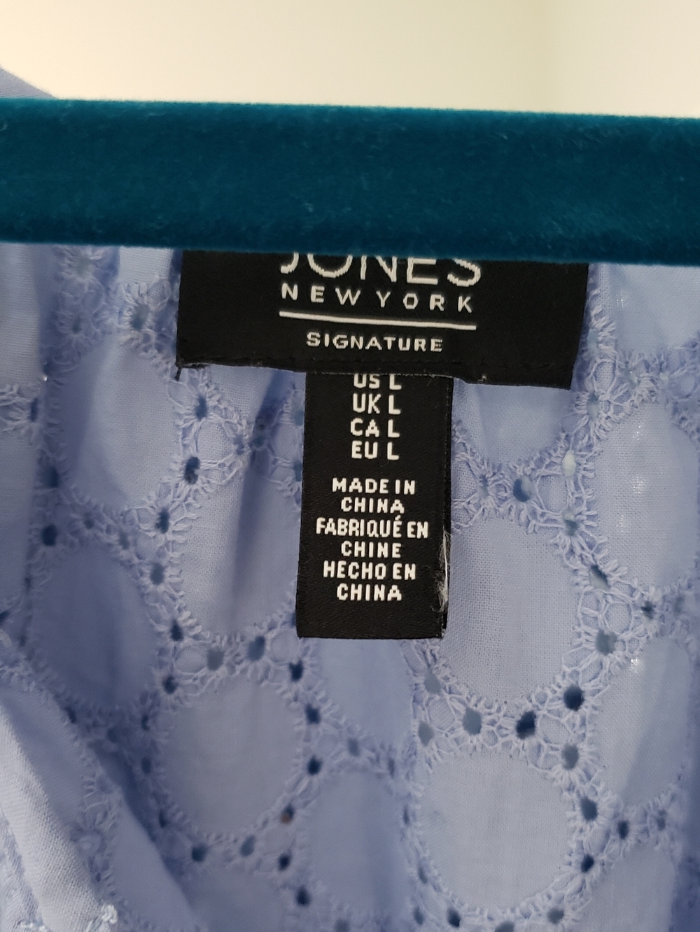 Jones New York   Light Periwinkle Eyelet Tie-Front Boho Blouse - Picture 2 of 2